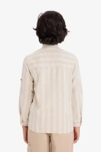 DeFacto Boy's High Collar Striped Long Sleeve Shirt - Image 5