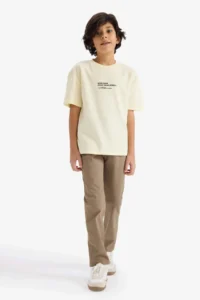 DeFacto Regular Fit Straight Leg Gabardine Trousers Boy