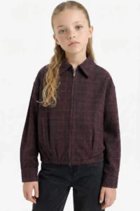 DeFacto Velvet Zippered Jacket Girls' - Image 3