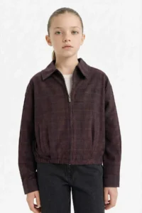 DeFacto Velvet Zippered Jacket Girls' - Image 4