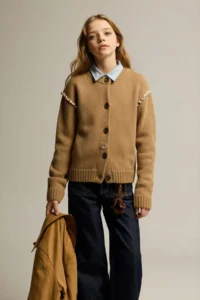 DeFacto Embroidered Crew Neck Cardigan Girls'