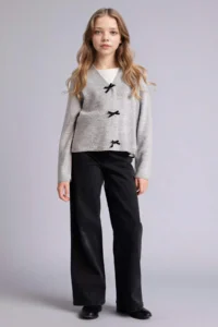 DeFacto V-neck Fiyonk buttoned Cardigan Girls' - Image 2
