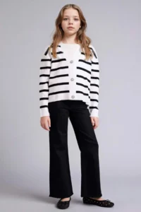 DeFacto V-neck Striped Cardigan Girls' - Image 2