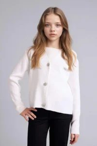 DeFacto V-neck Cardigan Girls' - Image 3