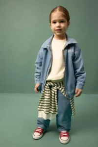 DeFacto Zippered Embroidered Denim Jacket for Baby Boy - Image 2