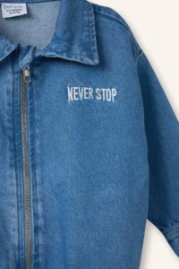 DeFacto Zippered Embroidered Denim Jacket for Baby Boy - Image 4