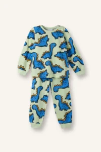 DeFacto 100% Cotton Dinosaur Patterned Elastic Waist Pajama Set for Baby Boy