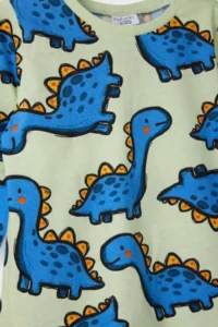 DeFacto 100% Cotton Dinosaur Patterned Elastic Waist Pajama Set for Baby Boy - Image 2
