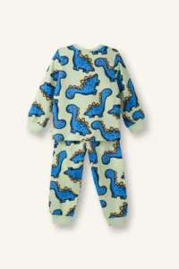 DeFacto 100% Cotton Dinosaur Patterned Elastic Waist Pajama Set for Baby Boy - Image 4