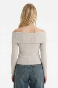 DeFacto Fitted Open Shoulder Ribbed Camisole Long Sleeve T-Shirt - Image 5