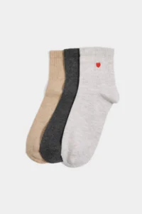 DeFacto Women's Embroidered Embroidery 3-Piece Cotton Socks