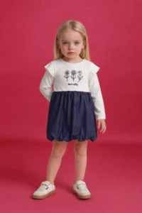 DeFacto Embroidered Long Sleeve Ribbed Camisole Dress Baby Girl - Image 2
