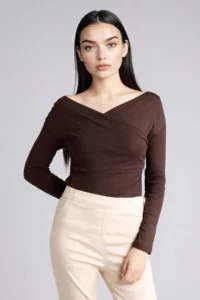 DeFacto Slim Fit Wrap Collar Ribbed Long Sleeve T-Shirt - Image 3