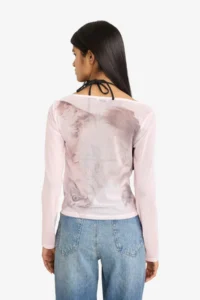 DeFacto Fitted Boat Neck Tulle T-Shirt - Image 5