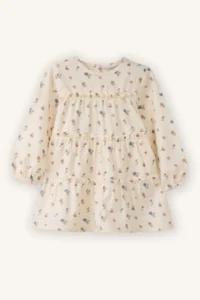 DeFacto Patterned Long Sleeve Twill Dress Baby Girl
