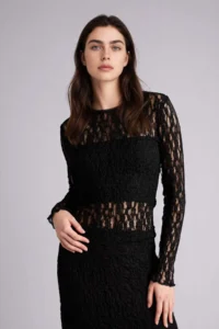 DeFacto Fitted Lace Blouse - Image 4