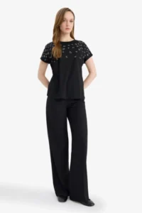 DeFacto Women T-shirt G9268AX/BK81 BLACK - Image 2