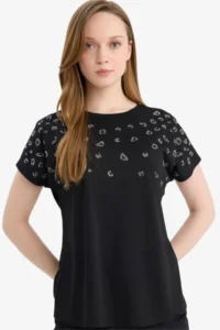 DeFacto Women T-shirt G9268AX/BK81 BLACK - Image 3