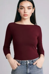 DeFacto slim Fit Boat Neck Long Sleeve T-Shirt