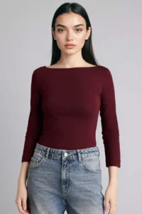 DeFacto slim Fit Boat Neck Long Sleeve T-Shirt - Image 3