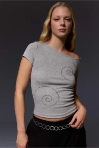 DeFacto Fitted Boat Neck Short Sleeve T-Shirt - Image 3