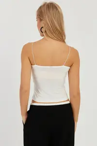 Cool & Sexy Women White-Saks Blue 2 Sets Rope Sleeveless Blouse - Image 5