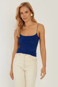 Cool & Sexy Women White-Saks Blue 2 Sets Rope Sleeveless Blouse - Image 8