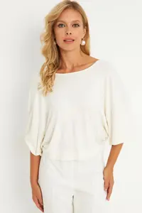 Cool & Sexy Women Ecru Node Detailed Blouse - Image 2