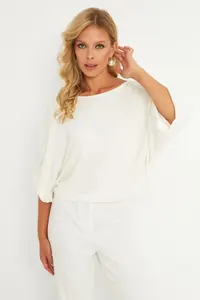 Cool & Sexy Women Ecru Node Detailed Blouse - Image 3