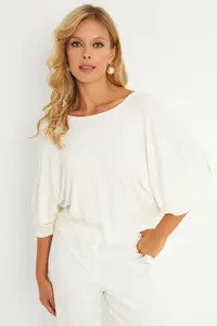 Cool & Sexy Women Ecru Node Detailed Blouse - Image 6