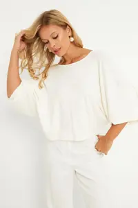 Cool & Sexy Women Ecru Node Detailed Blouse - Image 7