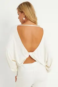 Cool & Sexy Women Ecru Node Detailed Blouse - Image 8