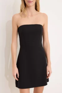 TRENDYOLMİLLA Black Strapless Short / Mini Flexible Weaving Dress - Image 3