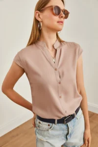 Olalook Women Mink V-neck Shirt