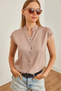 Olalook Women Mink V-neck Shirt - Image 3