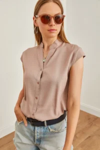 Olalook Women Mink V-neck Shirt - Image 4