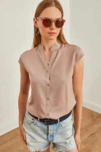 Olalook Women Mink V-neck Shirt - Image 5
