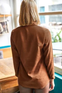 Olalook Women's Brown Slim Corduroy Shirt - Image 2