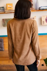 Olalook Women's Milk Coffee Slim Corduroy Shirt - Image 3