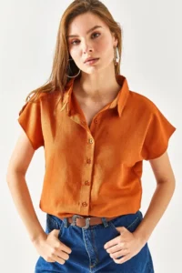 Olalook Women Brick Rejection Yarasa Viscose Shirt - Image 2
