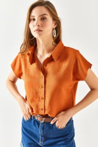 Olalook Women Brick Rejection Yarasa Viscose Shirt - Image 3