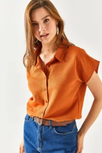Olalook Women Brick Rejection Yarasa Viscose Shirt - Image 6