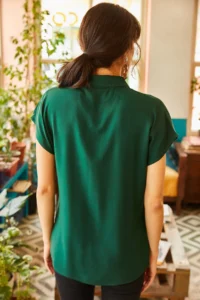 Olalook Women's Emerald Green Bat Viscose Shirt - Image 2