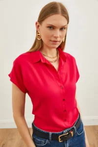 Olalook Women Fuchsia Yarasa Viscose Shirt