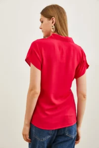 Olalook Women Fuchsia Yarasa Viscose Shirt - Image 2