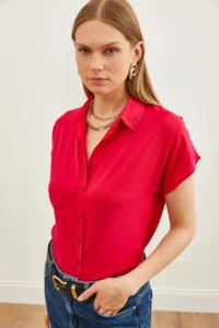 Olalook Women Fuchsia Yarasa Viscose Shirt - Image 4