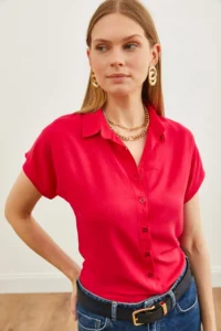Olalook Women Fuchsia Yarasa Viscose Shirt - Image 5