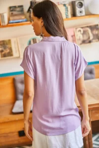 Olalook Women Lilac Yarasa Viscose Shirt - Image 2