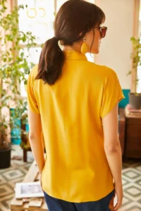 Olalook Women Mustard Yarasa Viscose Shirt - Image 2
