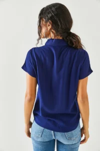 Olalook Women Navy Blue Yarasa Viscose Shirt - Image 5